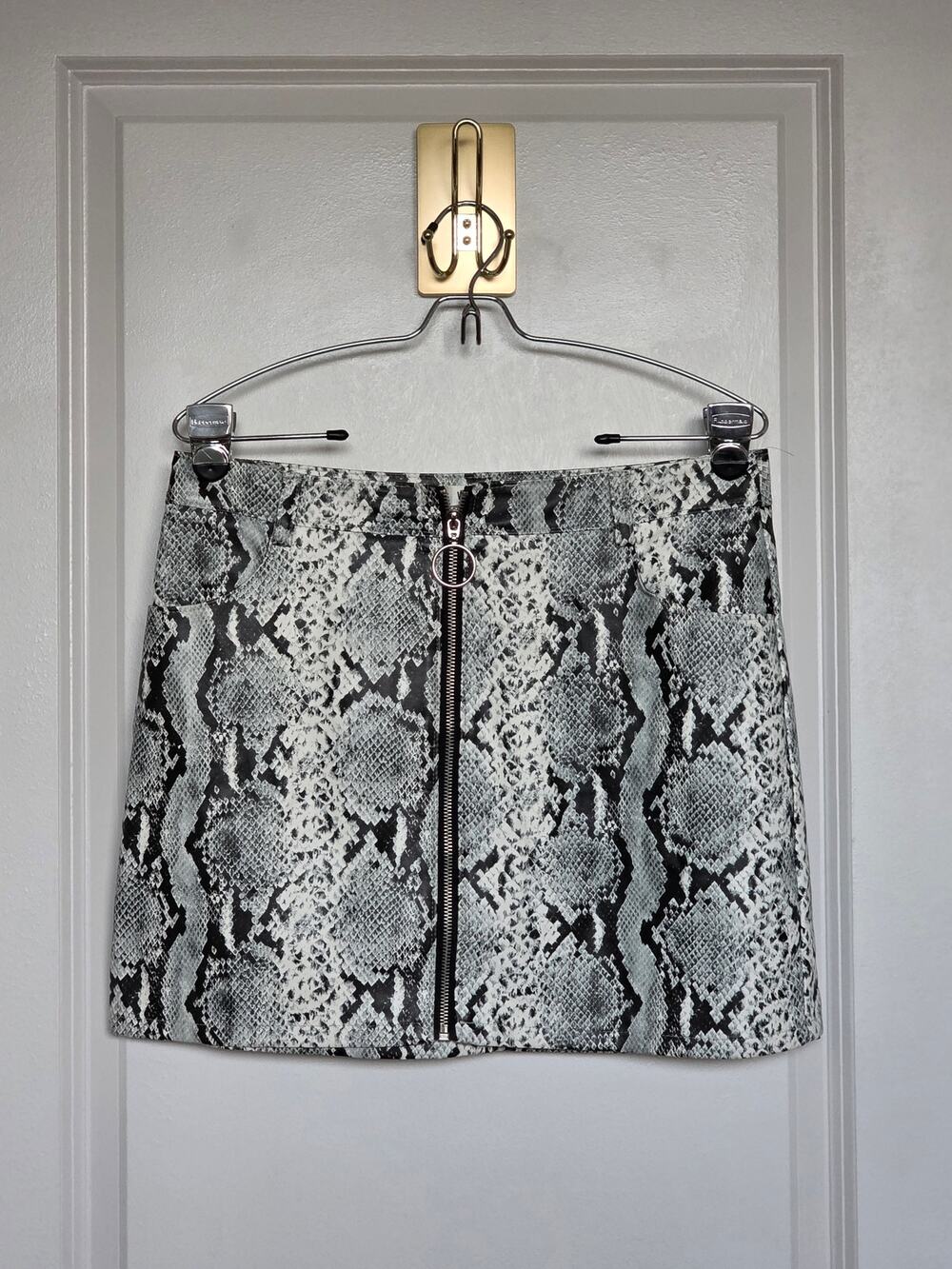 Wild Honey Faux Snake Skin Mini Skirt with pockets
